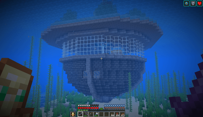 拠点の海中部分。真下にエンド要塞がある